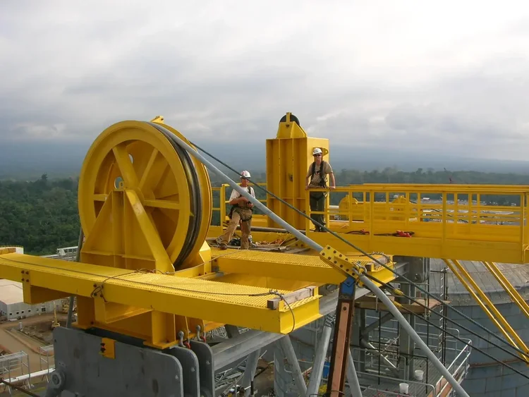 Equatorial Guinea LNG Bridge — yellow wheel detail