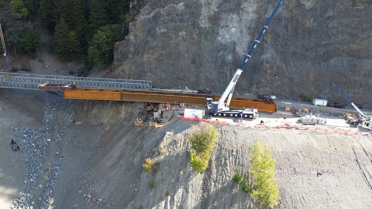 Falls Creek Bridge curved girders aerial