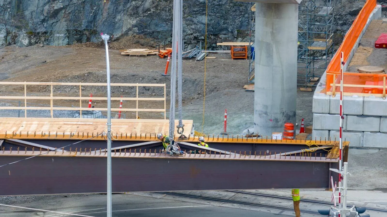 Tank Hill Overpass Replacement aerial view of site over CPKC rail line