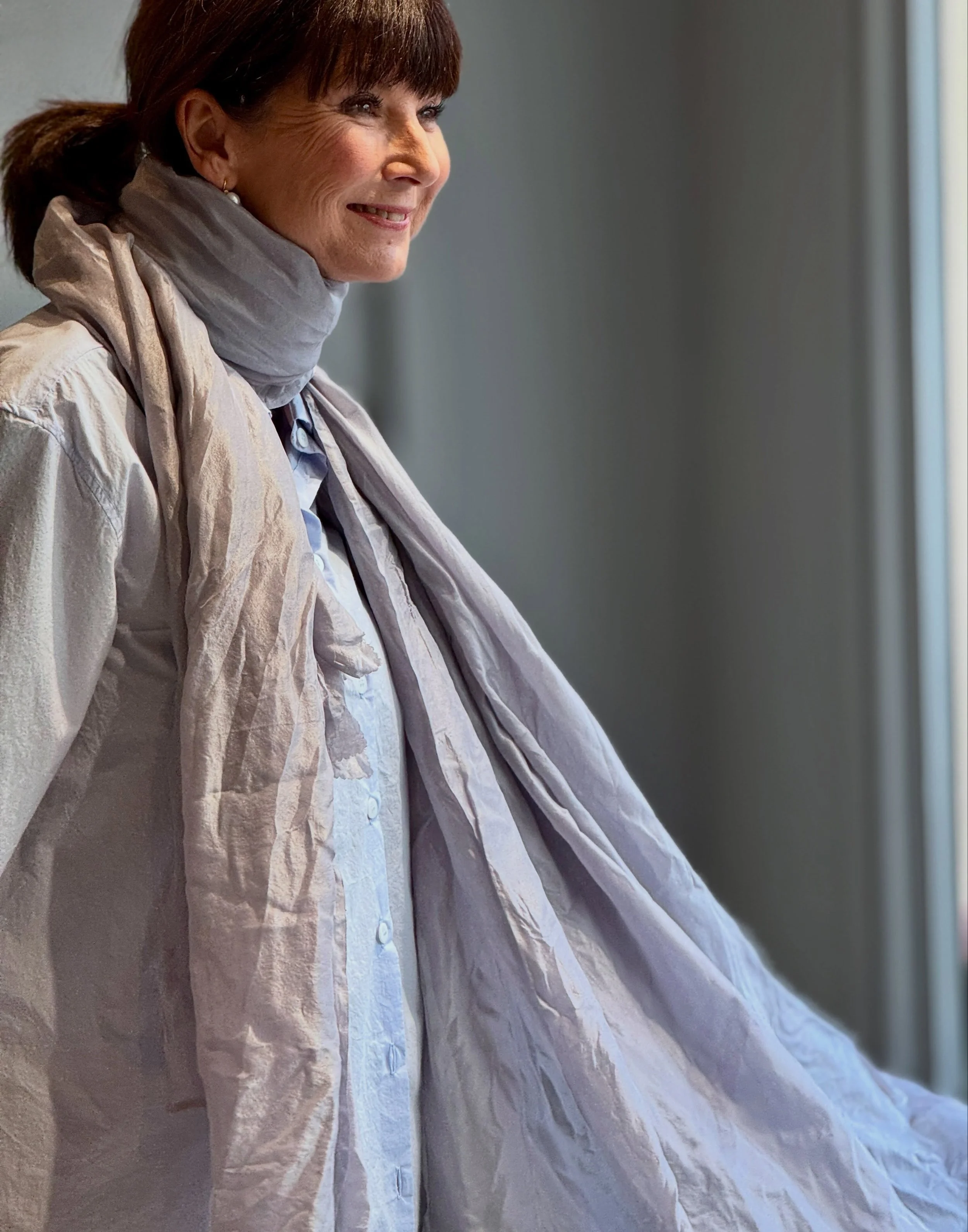 .
&mdash;&mdash;&mdash;&mdash;&mdash;&mdash;&mdash;&mdash;&mdash;&mdash;&mdash;&mdash;&mdash;&mdash;&mdash;&mdash;&mdash;&mdash;&mdash;&mdash;&mdash;&mdash;&mdash;&mdash;-

. Hand Dyed Silk Long Scarf
. In Grey/Blue
. Made In Paris

@chezvidalenc 

C