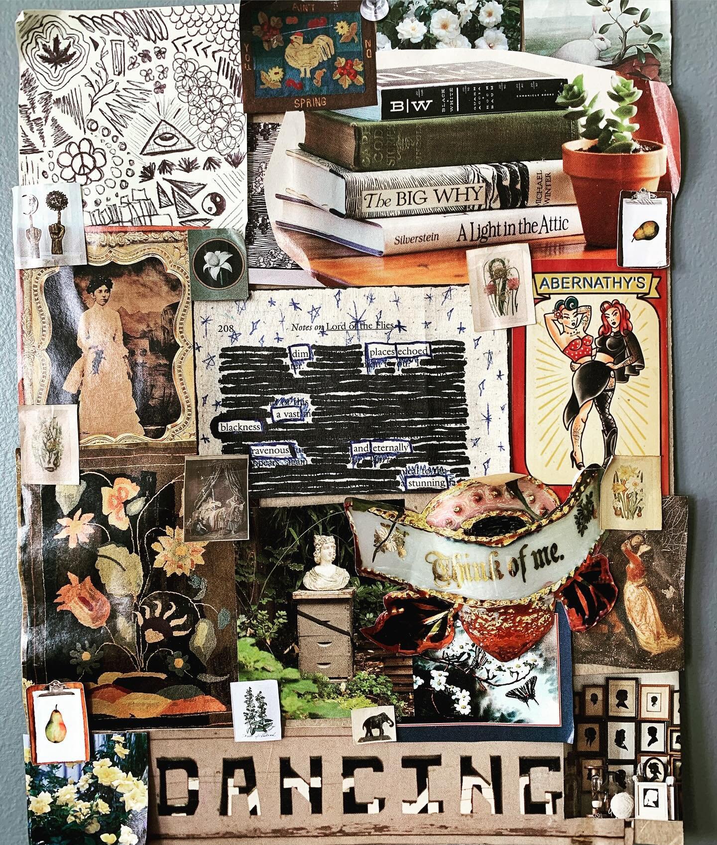 DIM PLACES ECHO 

dim places echoed
a vast blackness
ravenous 
and eternally 
stunning 

🌌
A collage poem featured in my upcoming book, Spill My Blood You&rsquo;ll Only Get Words and Mud