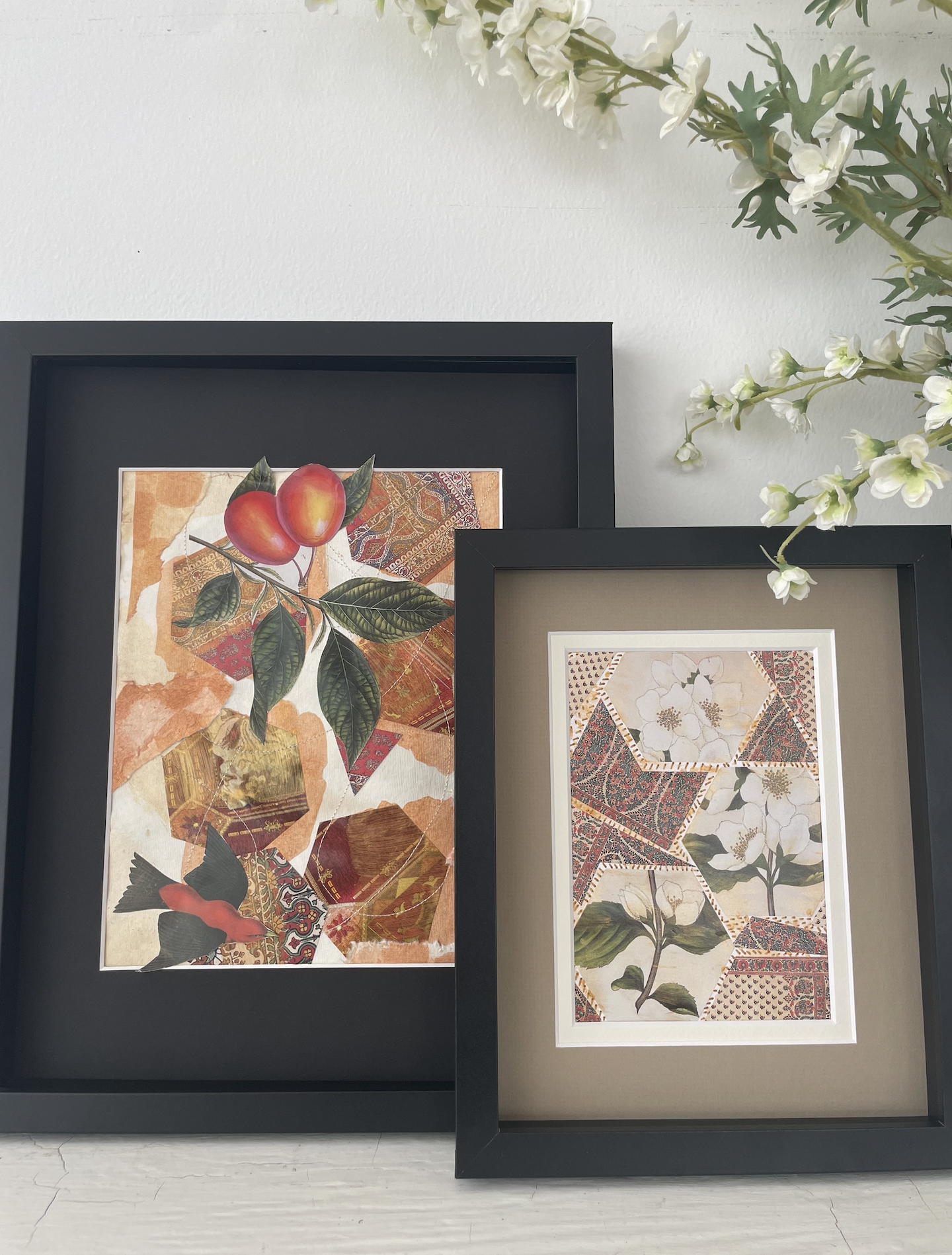 Set of 2 Floral & Fibers Collages