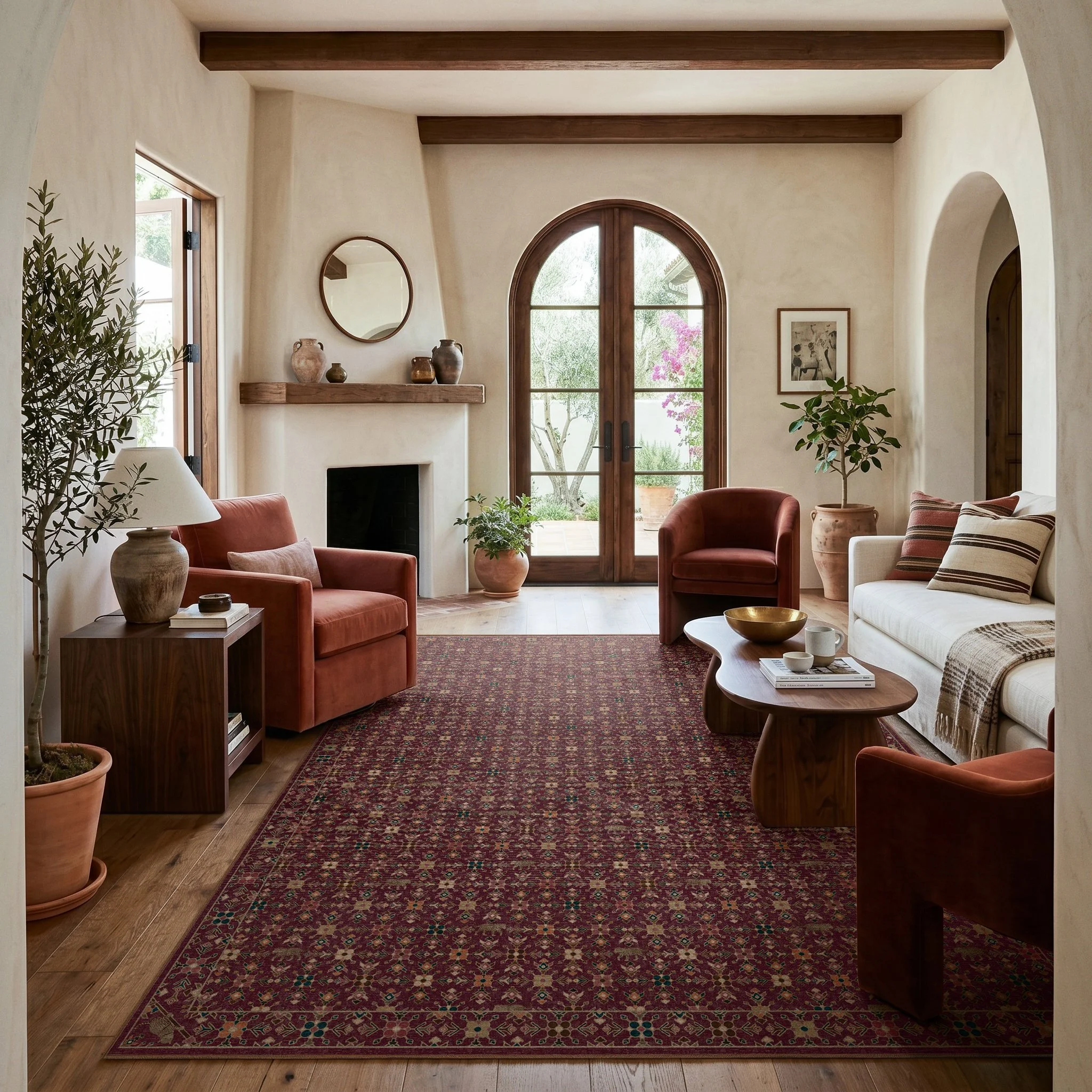 Tumble Rugs x Frida | Viva Burgundy/Multi