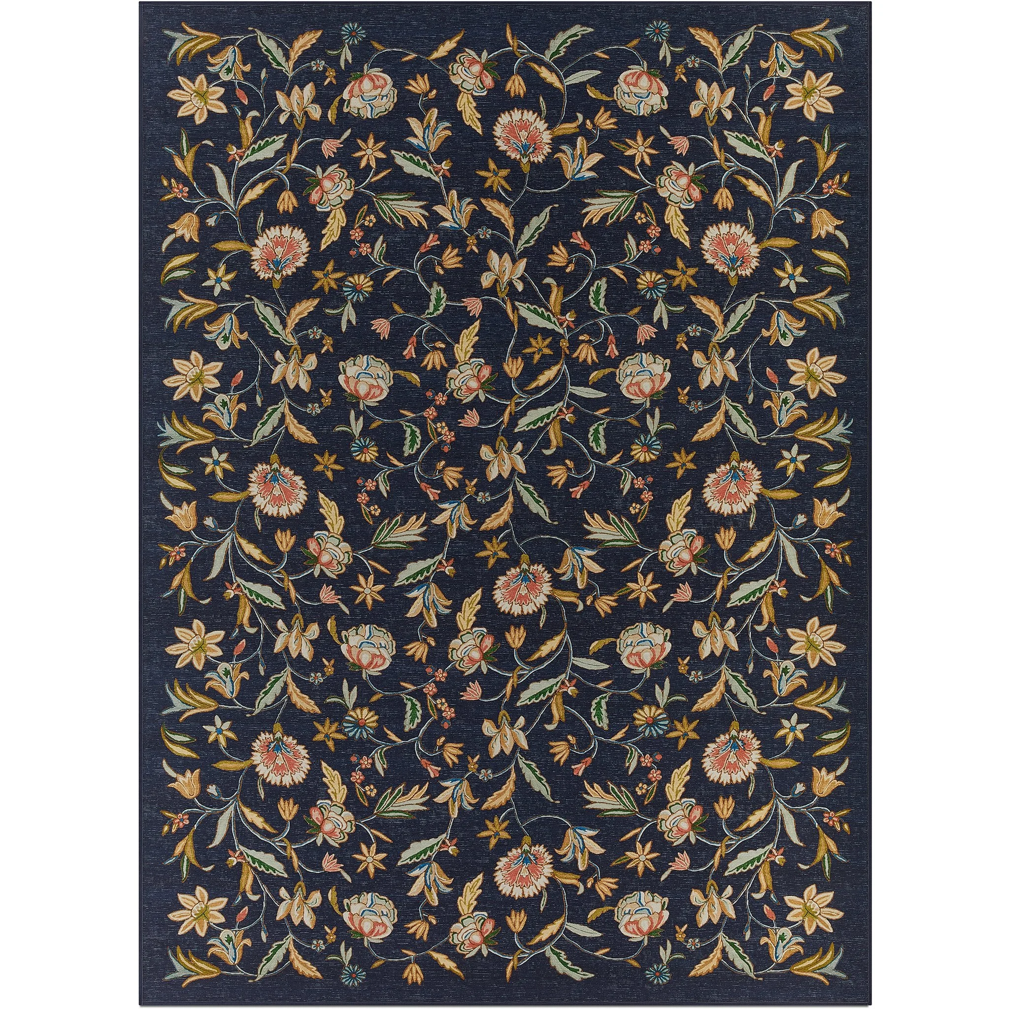Tumble Rugs x Frida Kahlo | Mil Flores Navy/Gold