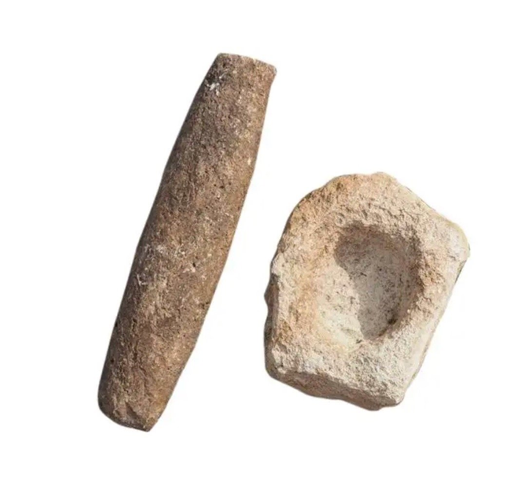 Antique stone mortar and pestle Tulum