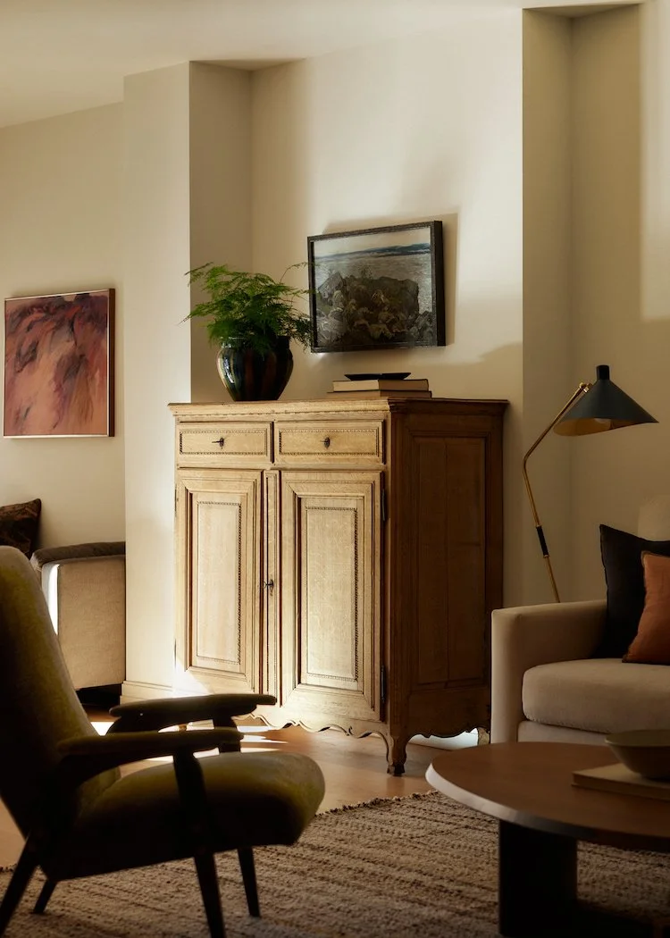 Eclectic European antique cabinet in a modern Brooklyn residence