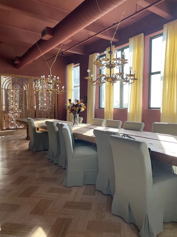 Banquet seating in Sixpenny Loft's private showroom in Dumbo