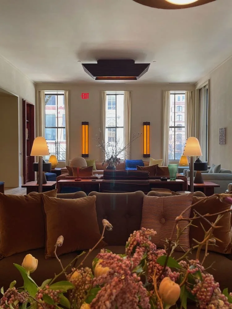 Luxury lighting and vintage furniture at Quarters showroom in Tribeca