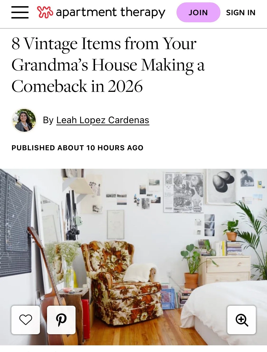 Apartment Therapy on vintage decor from grandma's house trends