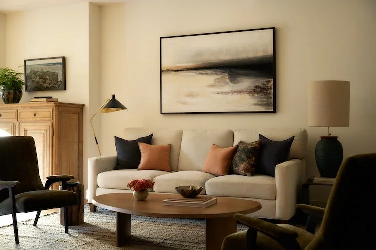Living room with modern and Mid Century furniture in Brooklyn