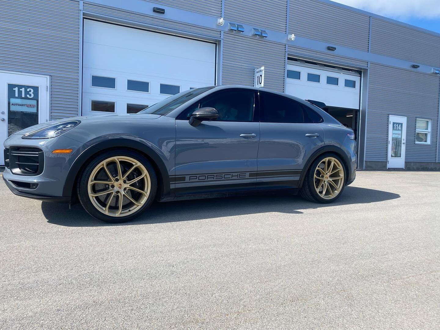 Stealthy and stylish - this Porsche Cayenne Turbo received the ultimate upgrade with our full front PPF kit, ceramic heat control window film, and custom striping for a personalized touch. Keep your ride looking cool and feeling cool. #PorscheCayenne