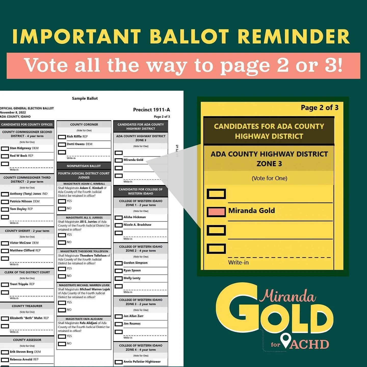 Ada County&rsquo;s future livability is on the ballot, but you need to go all the way past the judges on the second page or third to find it. 

Don't sit this election out; there's so much on the line!

Polls are open tomorrow, Tuesday, Nov 8 from 8a