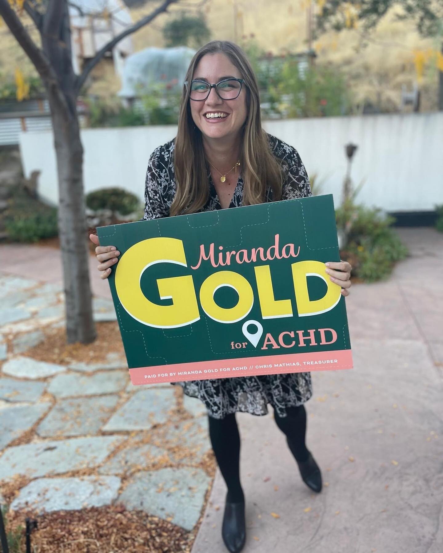 Thank you to everyone who hosted a yard sign at your home!

Now that the election is over, it's time to store or return them.

You can drop your Miranda Gold for ACHD yard sign at my campaign office (1348 S. Vista Ave) or send me a message, and we'll