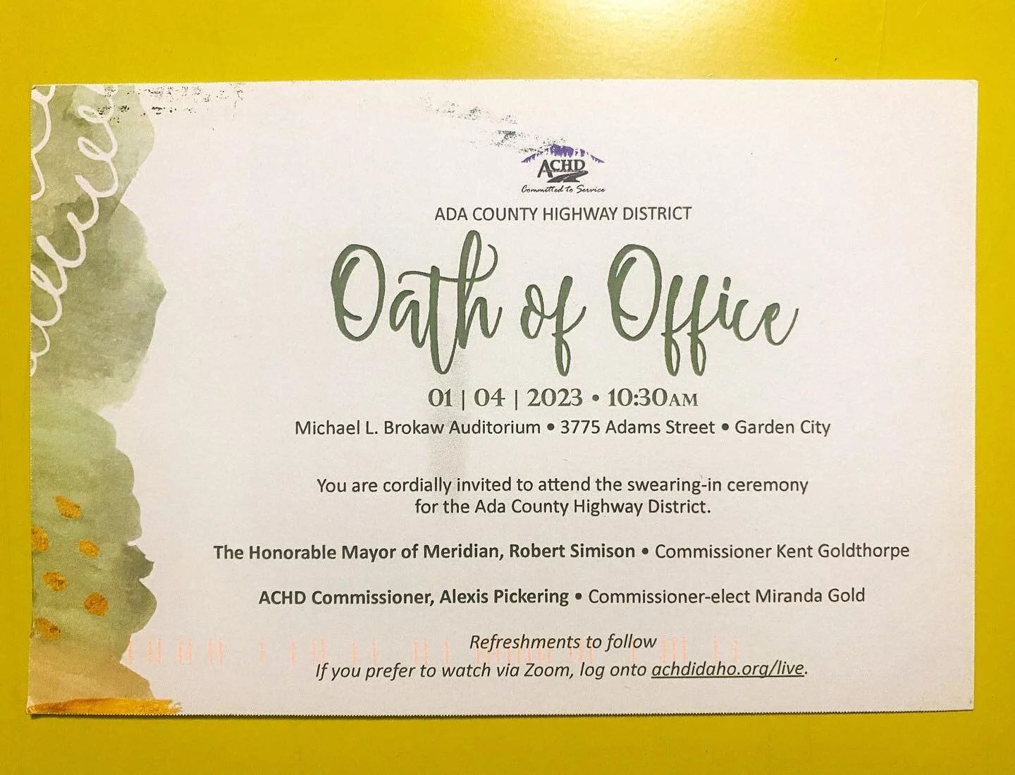 I hope everyone enjoyed a healthy and happy holiday season and a safe start to the new year. 🎆

I'm ready to hit the ground running in 2023, starting with the ACHD swearing-in ceremony tomorrow!

The proceedings will be held at ACHD on Adams St, wit