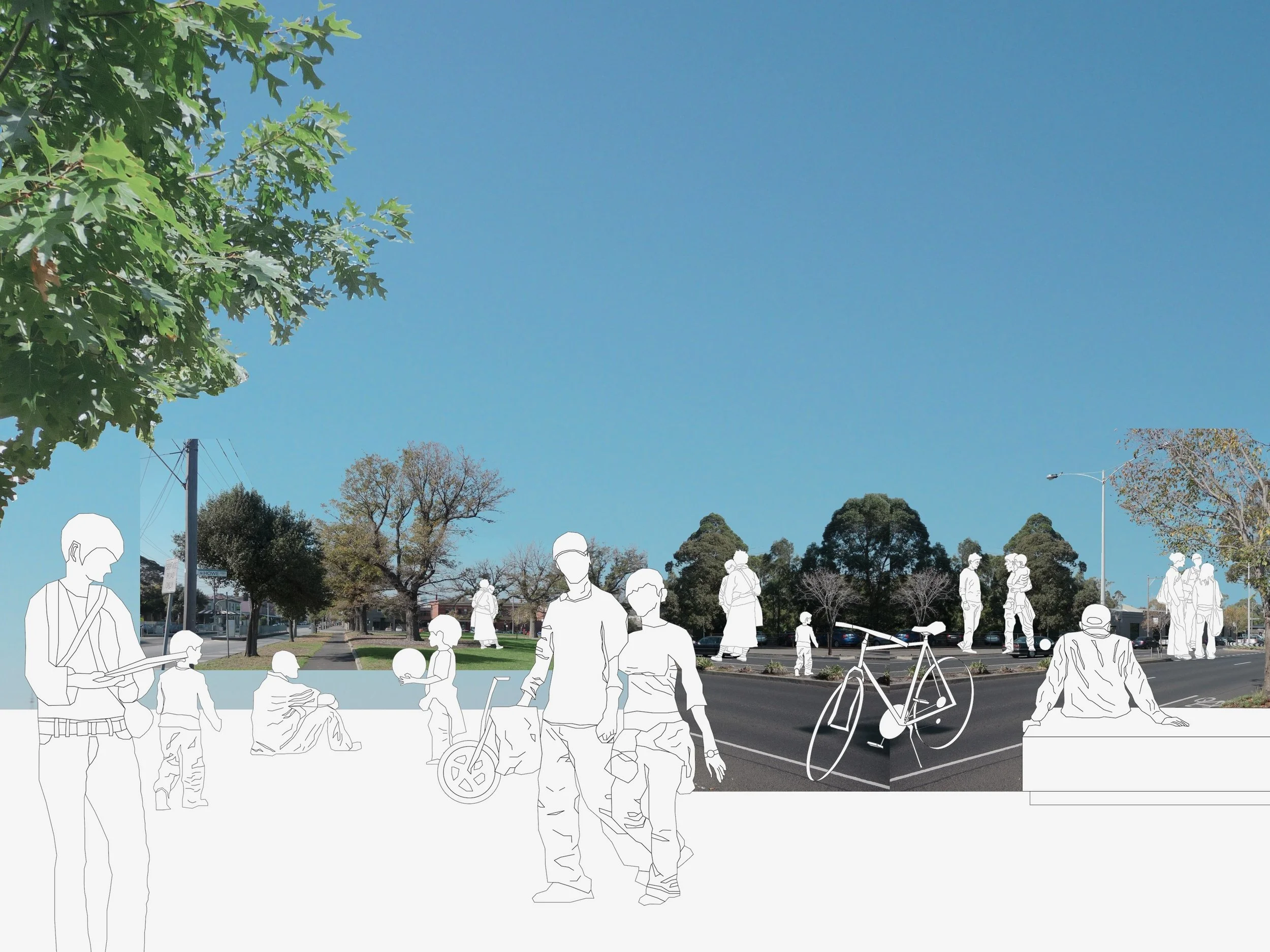 Visualisation of an inclusive public space informed by community engagement, demonstrating how lived experience and participation shape design outcomes.