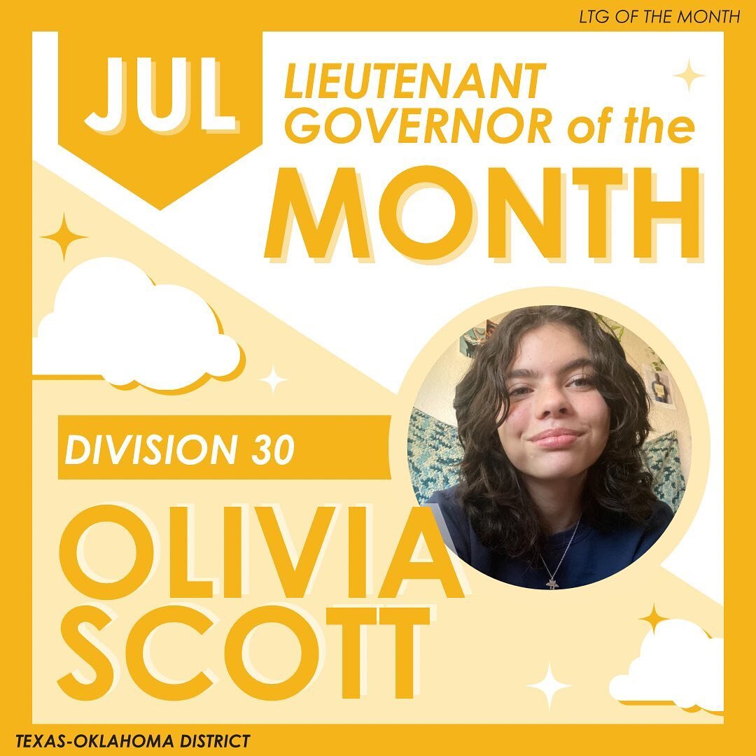 Congratulations to Olivia, our LTG of the month! 

&mdash;

Contact Information
District Governor - governor@tokeyclub.com
District Secretary - secretary@tokeyclub.com
District Treasurer - treasurer@tokeyclub.com
District Editor - editor@tokeyclub.co