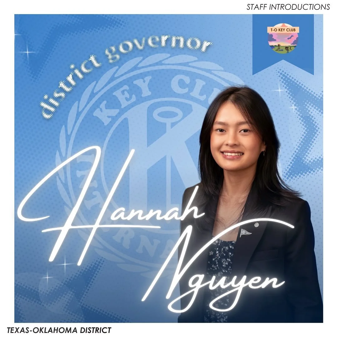 Introducing your 2025-2026 T-O District Governor! 🌟
—
T-O Staff Contact Information
District Governor - governor@tokeyclub.com
District Secretary - secretary@tokeyclub.com
District Treasurer - treasurer@tokeyclub.com
District Editor - editor