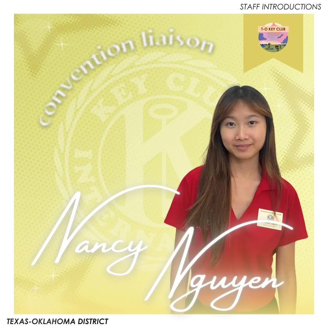 Introducing your 2025-2026 T-O District Convention Liaison, Nancy Nguyen! 🌟
—
T-O Staff Contact Information
District Governor - governor@tokeyclub.com
District Secretary - secretary@tokeyclub.com
District Treasurer - treasurer@tokeyclub.com
D