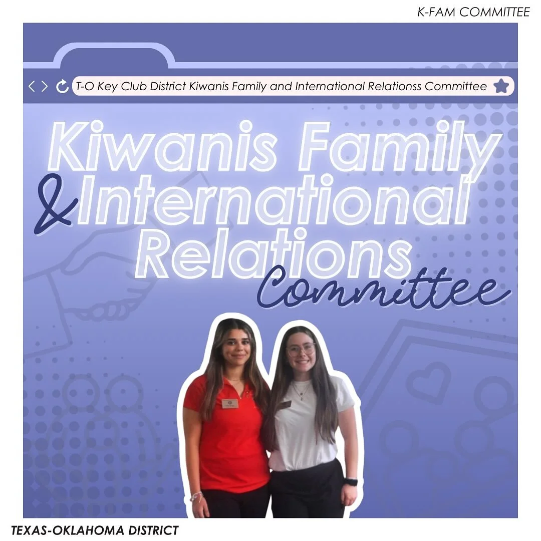 Meet the 2025-2026 Kiwanis Family and International Relations Committee! 🤝
—
T-O Staff Contact Information
District Governor - governor@tokeyclub.com
District Secretary - secretary@tokeyclub.com
District Treasurer - treasurer@tokeyclub.com
Di