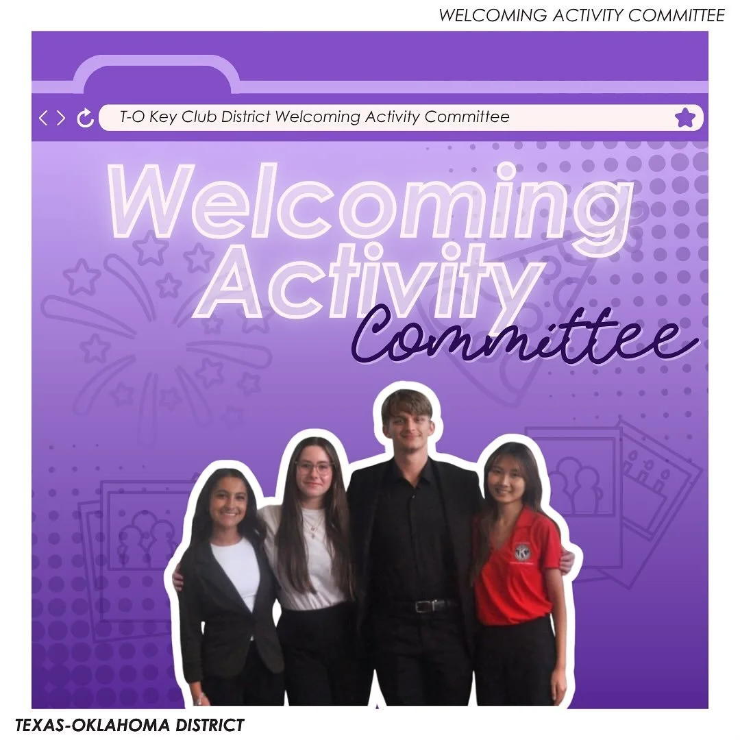 Meet the 2025-2026 Welcoming Activity Committee! 🎉
—
T-O Staff Contact Information
District Governor - governor@tokeyclub.com
District Secretary - secretary@tokeyclub.com
District Treasurer - treasurer@tokeyclub.com
District Editor - editor@t