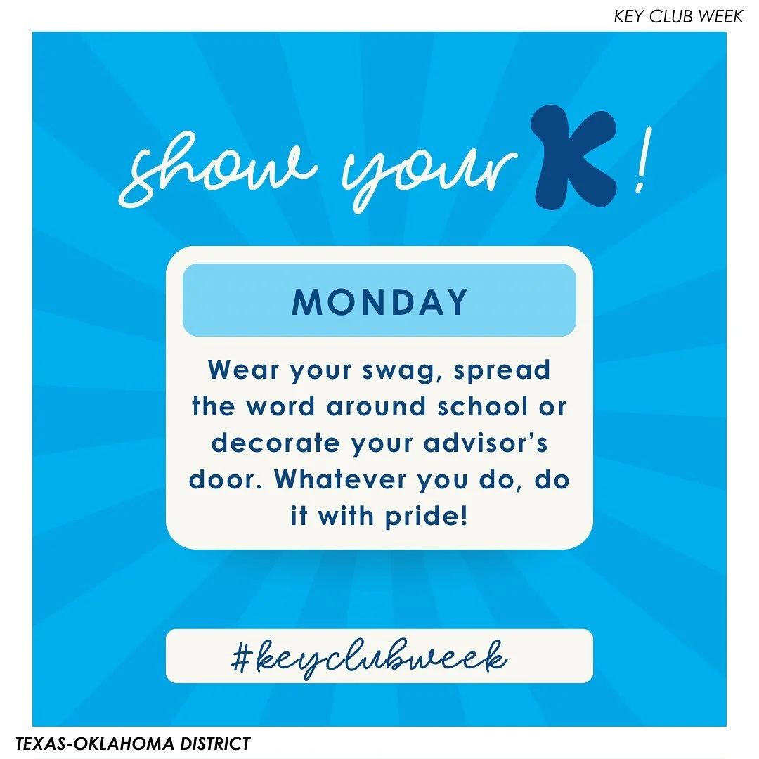 THIS WEEK IS KEY CLUB WEEK! 🗣️🔑 Yesterday, we showed our K! Tag us and use #keyclubweek as you participate this week! 🙌
&mdash;

T-O Staff Contact Information
District Governor - governor@tokeyclub.com
District Secretary - secretary@tokeyclub.com
