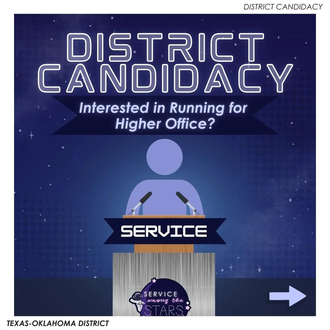 HEY T-O! We are looking for future district leaders! 🧑&zwj;🚀
Interested in running for higher office? Be sure to check candidacy deadlines, required materials, and LEDCON requirements. This is your opportunity to lead and represent the Texas-Oklaho