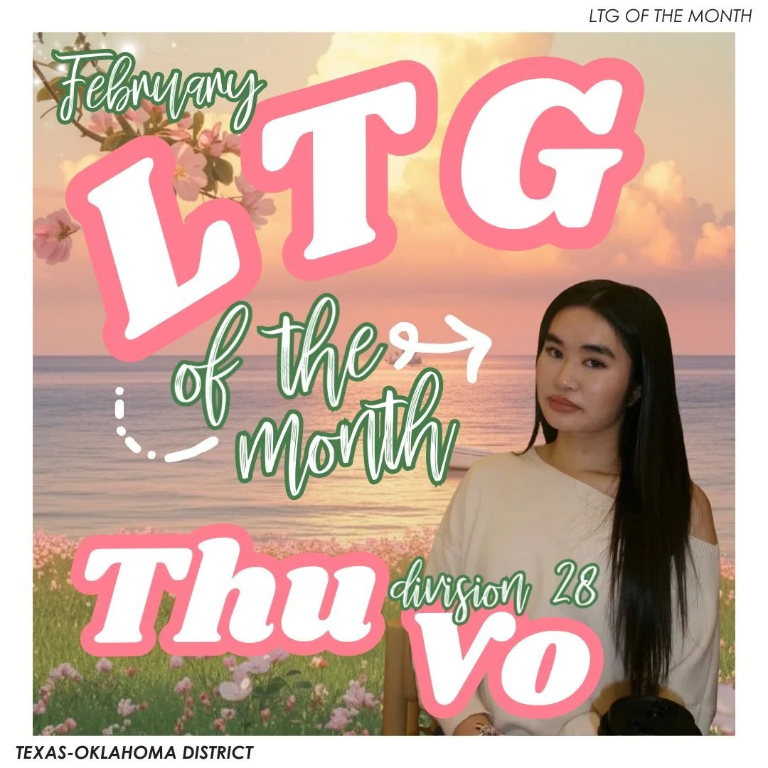 Meet our February Lieutenant Governor of the month, Thu Vo! 🌟
&mdash;

T-O Staff Contact Information
District Governor - governor@tokeyclub.com
District Secretary - secretary@tokeyclub.com
District Treasurer - treasurer@tokeyclub.com
District Editor