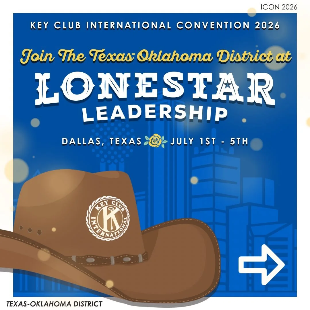 T-O! Join us July 1st - 5th at the Key Club International Convention! 🤠🌟 &bull; Visit keyclub.org/convention
for more information! ℹ️🌾
-
T-O Staff Contact Information
District Governor - governor@tokeyclub.com
District Secretary - secretary@tokeyc