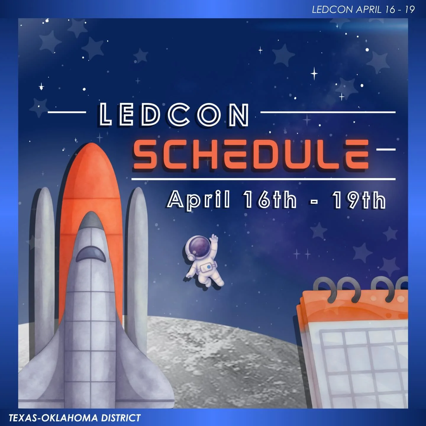 IT&rsquo;S ALMOST HERE!!! 🚀🚀🚀 Get hyped for LEDCON! Check out the general schedule here! (for specific locations and times, download the YAPP APP and stay tuned for the code!) 📲
&mdash;

T-O Staff Contact Information
District Governor - governor@