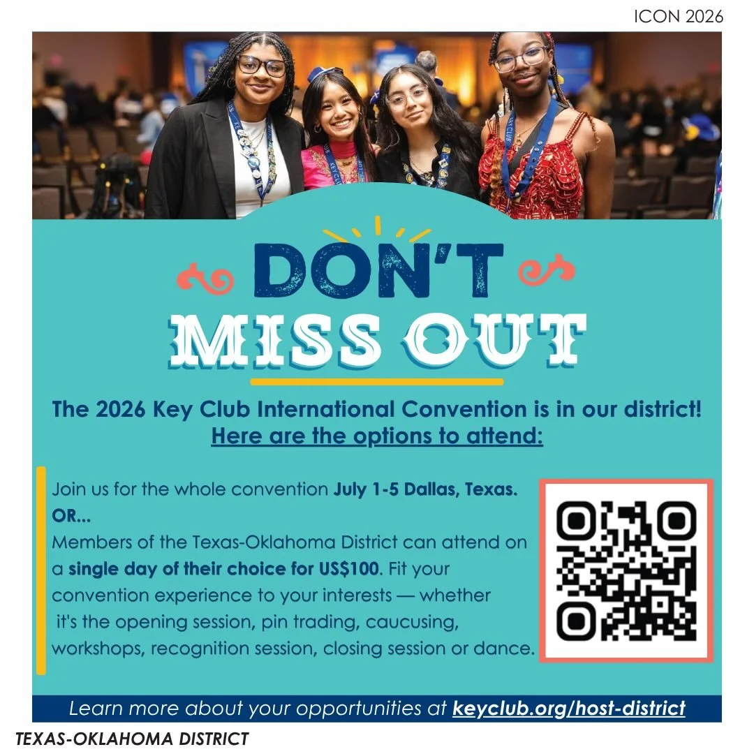 WE&rsquo;VE GOT A MESSAGE FROM INTERNATIONAL! 📩🤠 Did you know if you&rsquo;re a T-O Key Club member you can attend ICON for 1 day for only 100 USD? 😱✨ Learn more on keyclub.org/host-district 🧑&zwj;💻
&mdash;

T-O Staff Contact Information
Distric