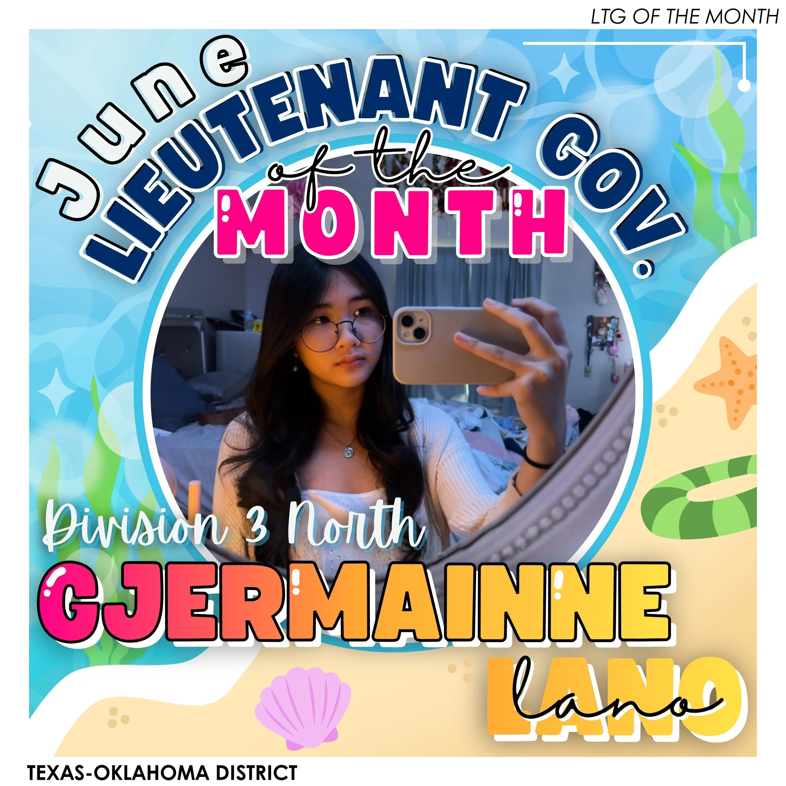 Congratulations to our very first LTG of the month, Gjermainne Lano!! 🐠💙

T-O Staff Contact Information -
District Governor: bisanabdallakc@gmail.com

District Secretary: keysithara@gmail.com
District Assistant Secretary: emmabravenec@gmail.com

Di