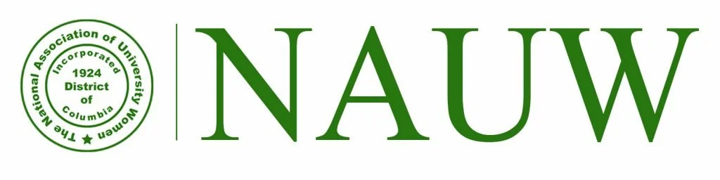 NAUW logo with green text and a circular green emblem that reads 'National Association of University Women, Incorporated, 1924, District of Columbia'.
