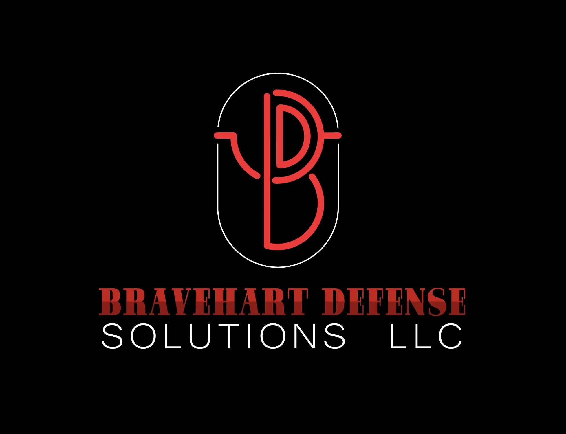 Neon sign with a water heater icon and the text "Bravehart Defense Solutions LLC" on a black background.