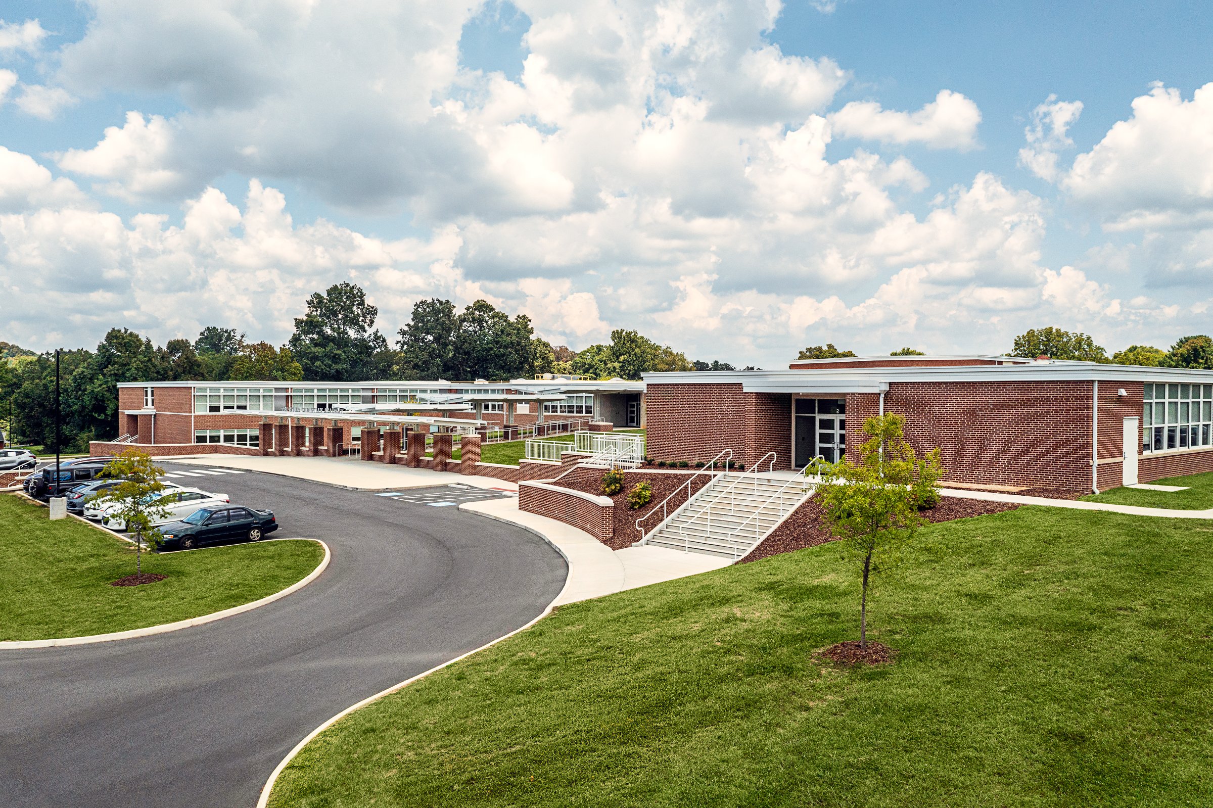 Interior view at Tri-cities Christian academy, highlighting [space/design feature] and the renovated student living environment. Completed by Johnson Architectue and photographed by Lange Photo Studio. 