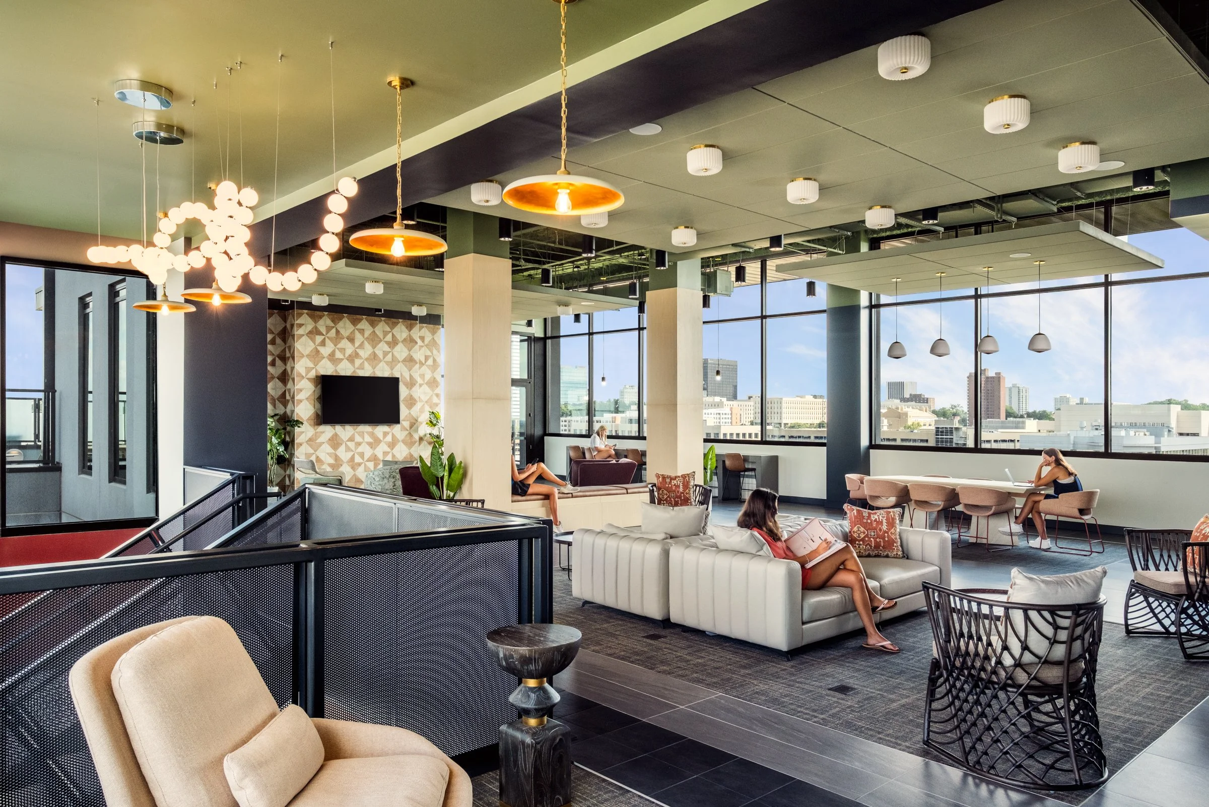 Architectural and lifestyle photography by Paul Lange of Lange Photo Studio, showcasing Gateway 737, a 940-bed student housing community near the University of South Carolina. The series captures the building's modern design, vibrant communal spaces,