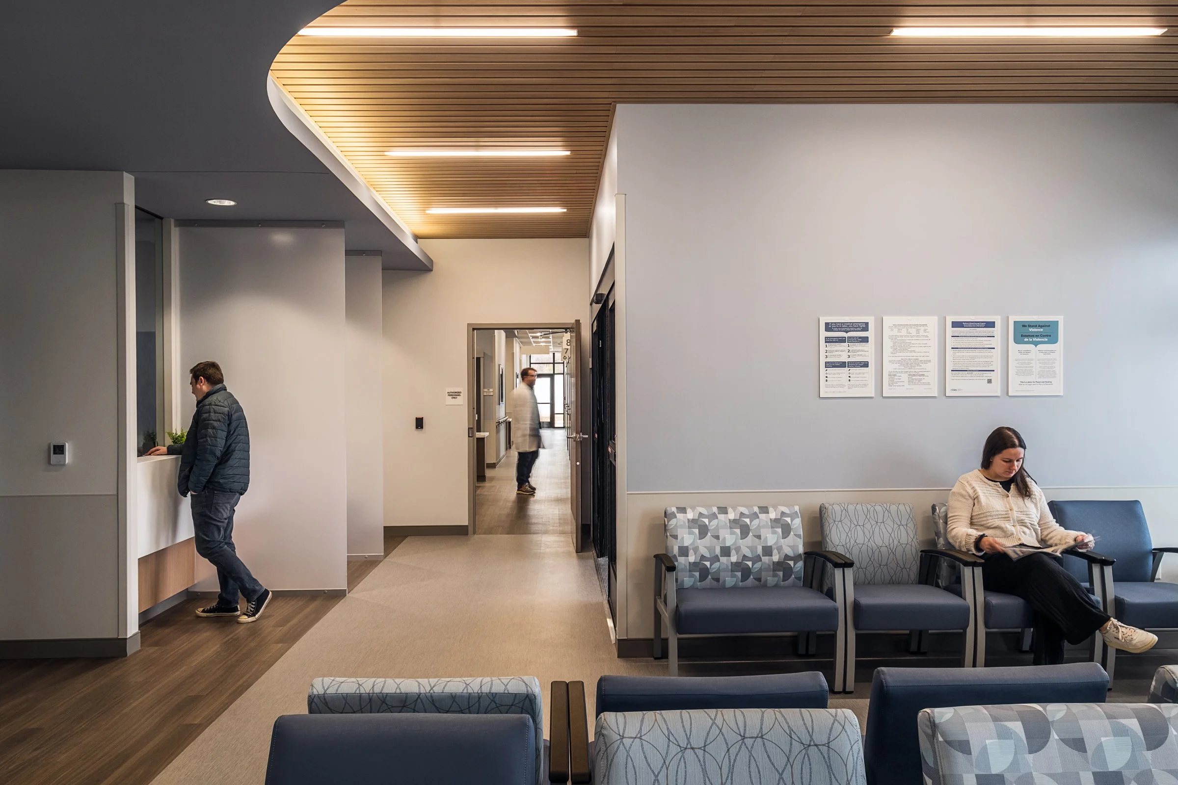 Interior view at Atrium Health, highlighting modern design, function and patient comfort.