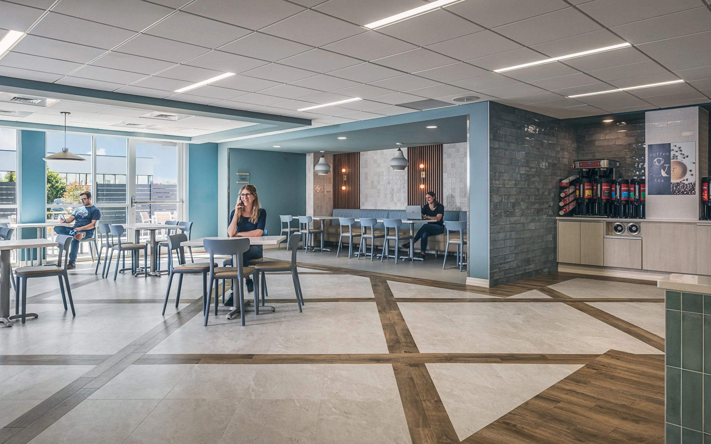 Interior view at UNC Health Caldwell, highlighting modern design, function, and staff dining area.