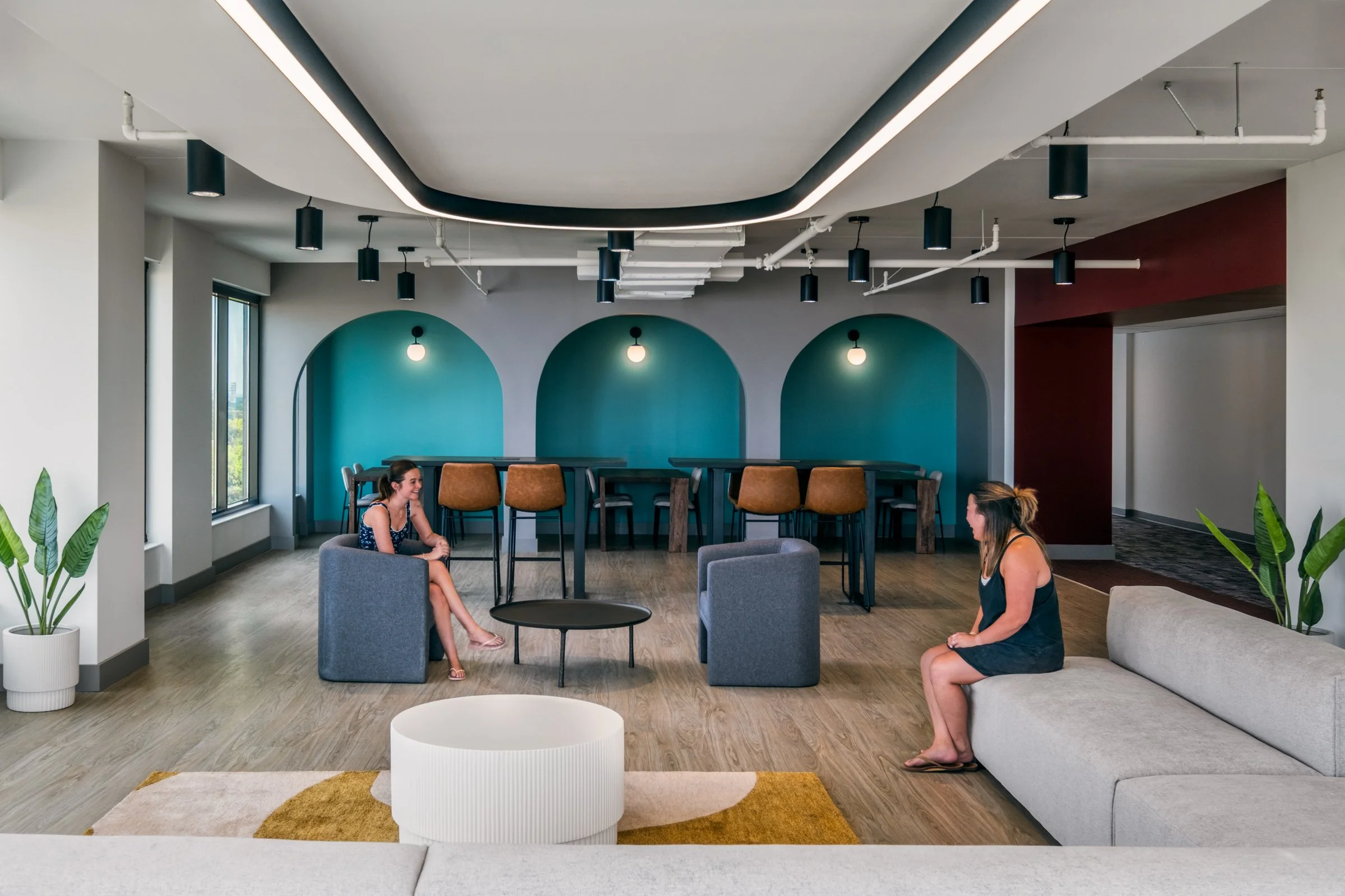 Architectural and lifestyle photography by Paul Lange of Lange Photo Studio, showcasing Gateway 737, a 940-bed student housing community near the University of South Carolina. The series captures the building's modern design, vibrant communal spaces,