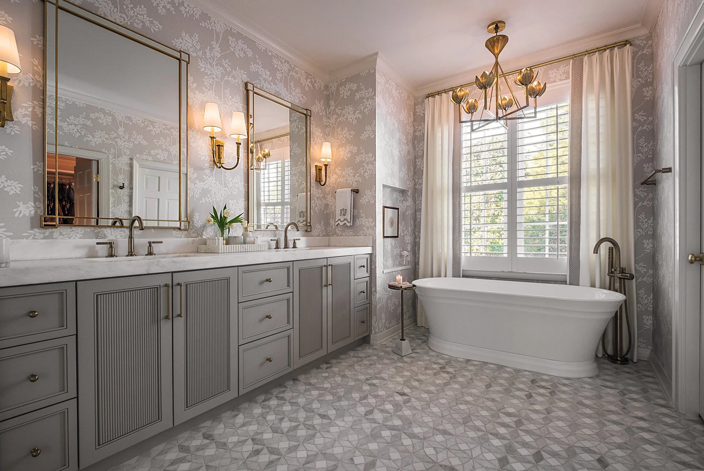 Westend Interiors showcasing a stunning bathroom interior design in Columbia, SC,  photographed by Lange Photo Studio. 