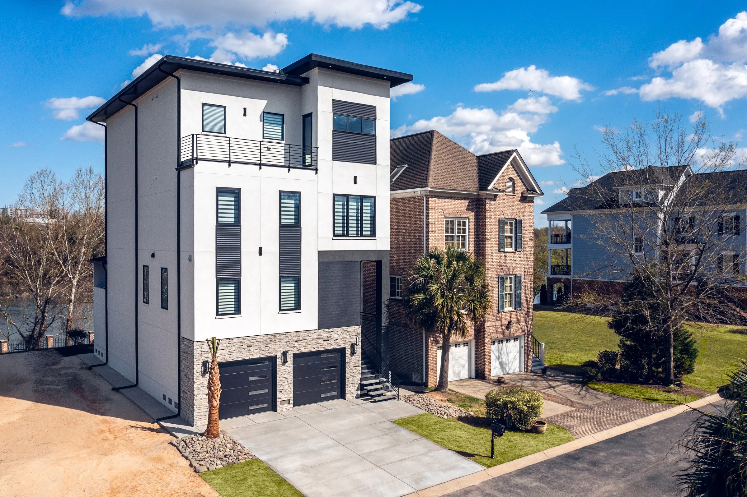 Architectural and interior photography of a customized lakefront home, highlighting design detail, atmosphere, infinity pool, and craftsmanship.