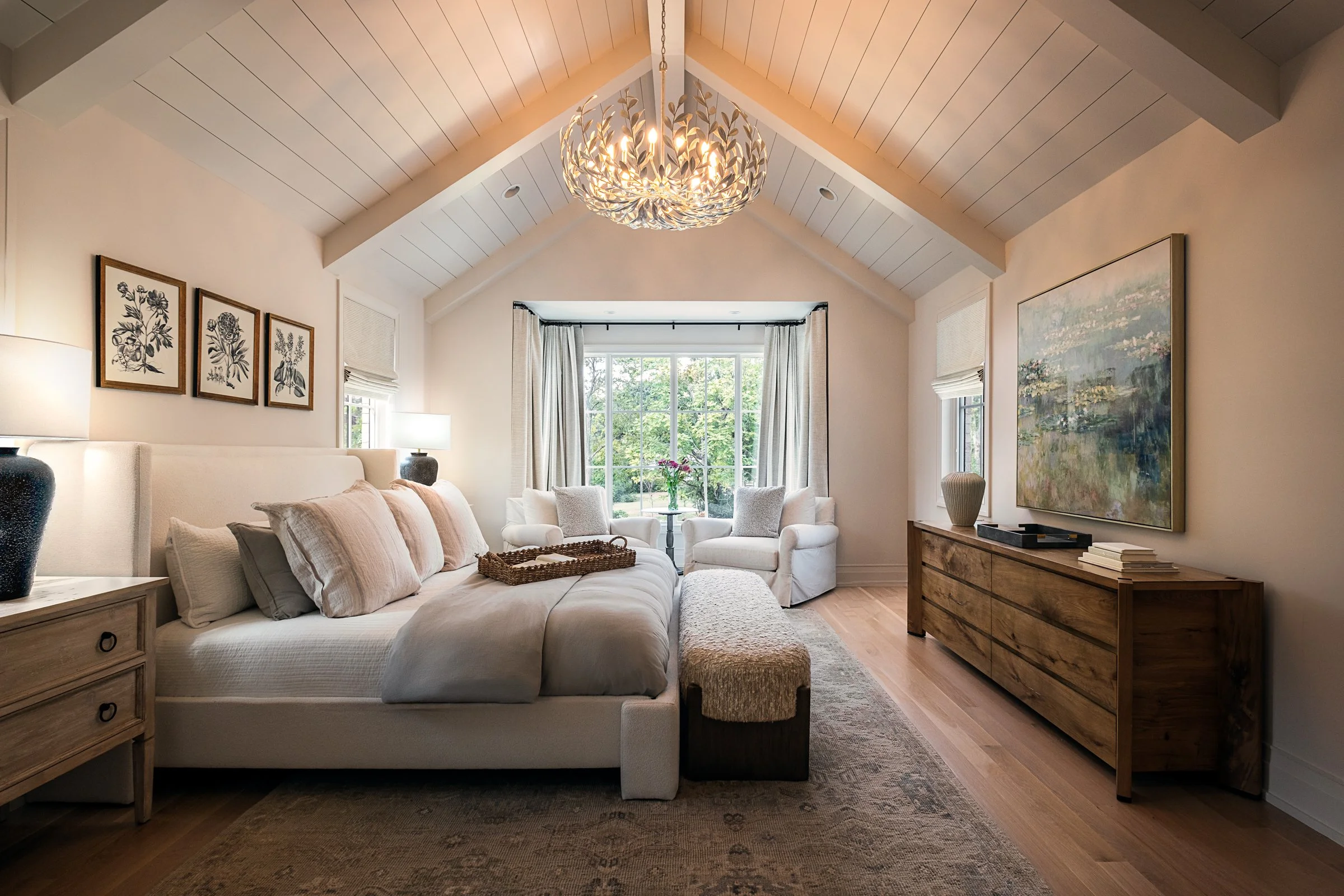 Architectural and interior photography of a custom home in Nashville, Tennessee, designed by Origin Architecture and photographed by Paul Lange of Lange Photo Studio. Warm light from the home’s fixtures highlights thoughtful architectural details and