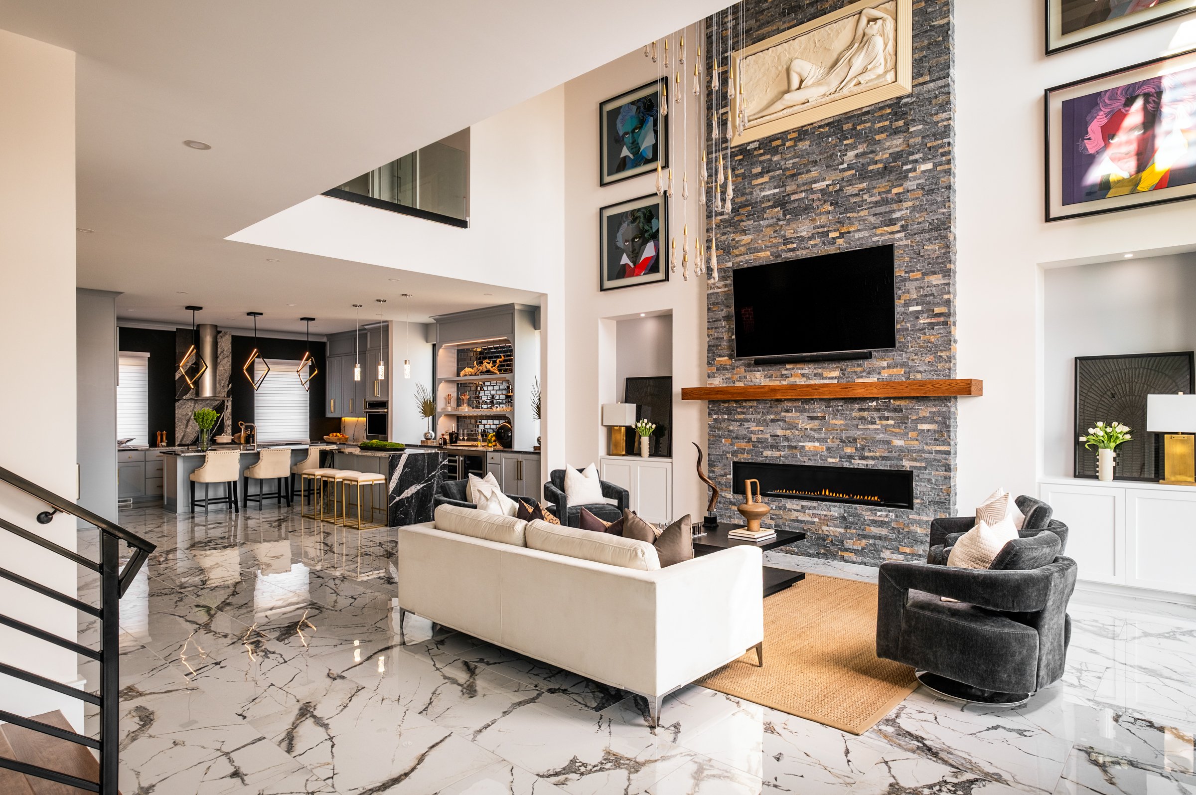 Architectural and interior photography of a customized lakefront home, highlighting design detail, atmosphere, infinity pool, and craftsmanship.