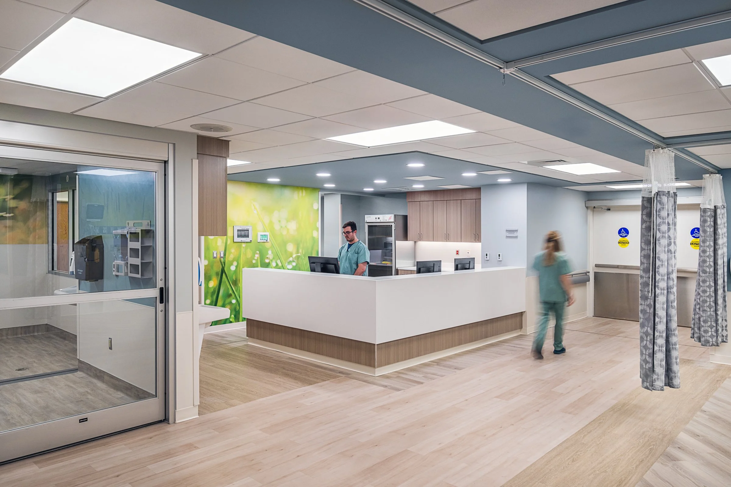 Interior view at Atrium Health Wake Forest, highlighting modern design, function, and sophisticated equipment. 