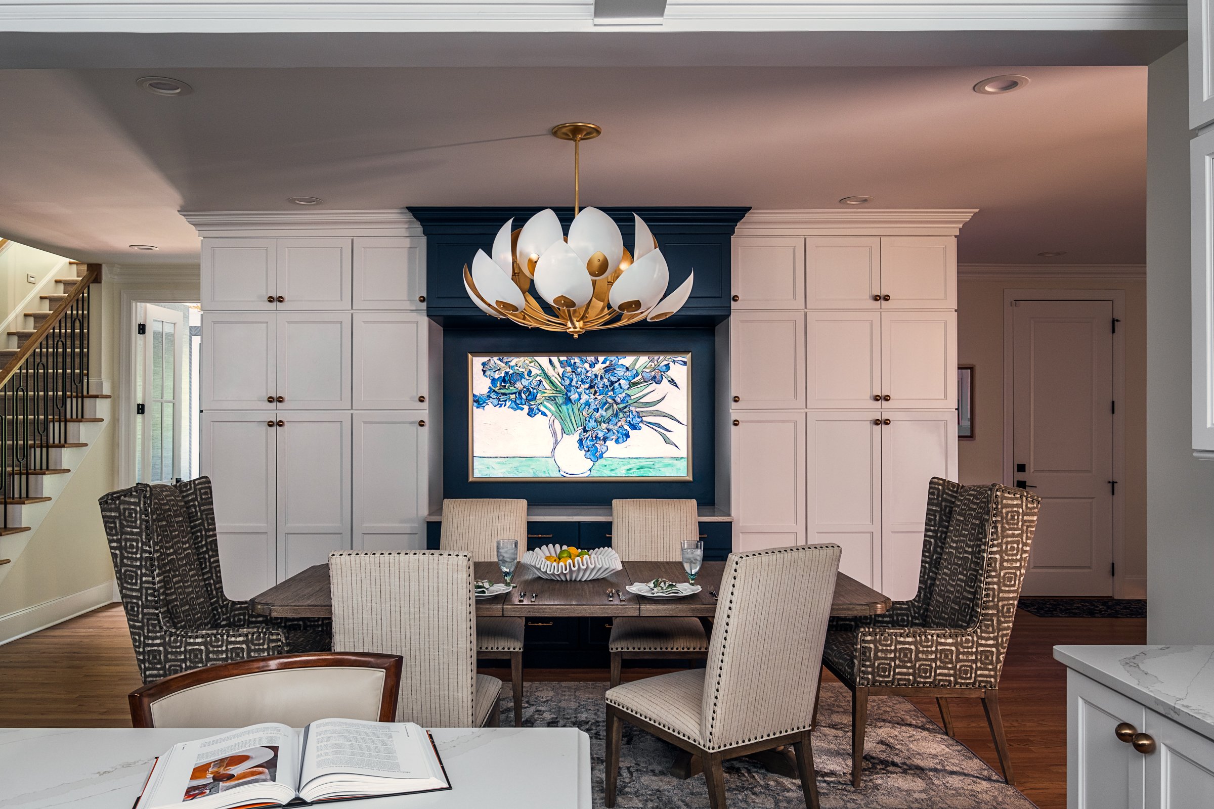 Bardi Designs  luxury residential interior design project featuring a custom kitchen renovation, high-end cabinetry and millwork, detailed tilework, beautifully designed bathrooms, living spaces, and a beautiful study, photographed by Lange Photo Stu