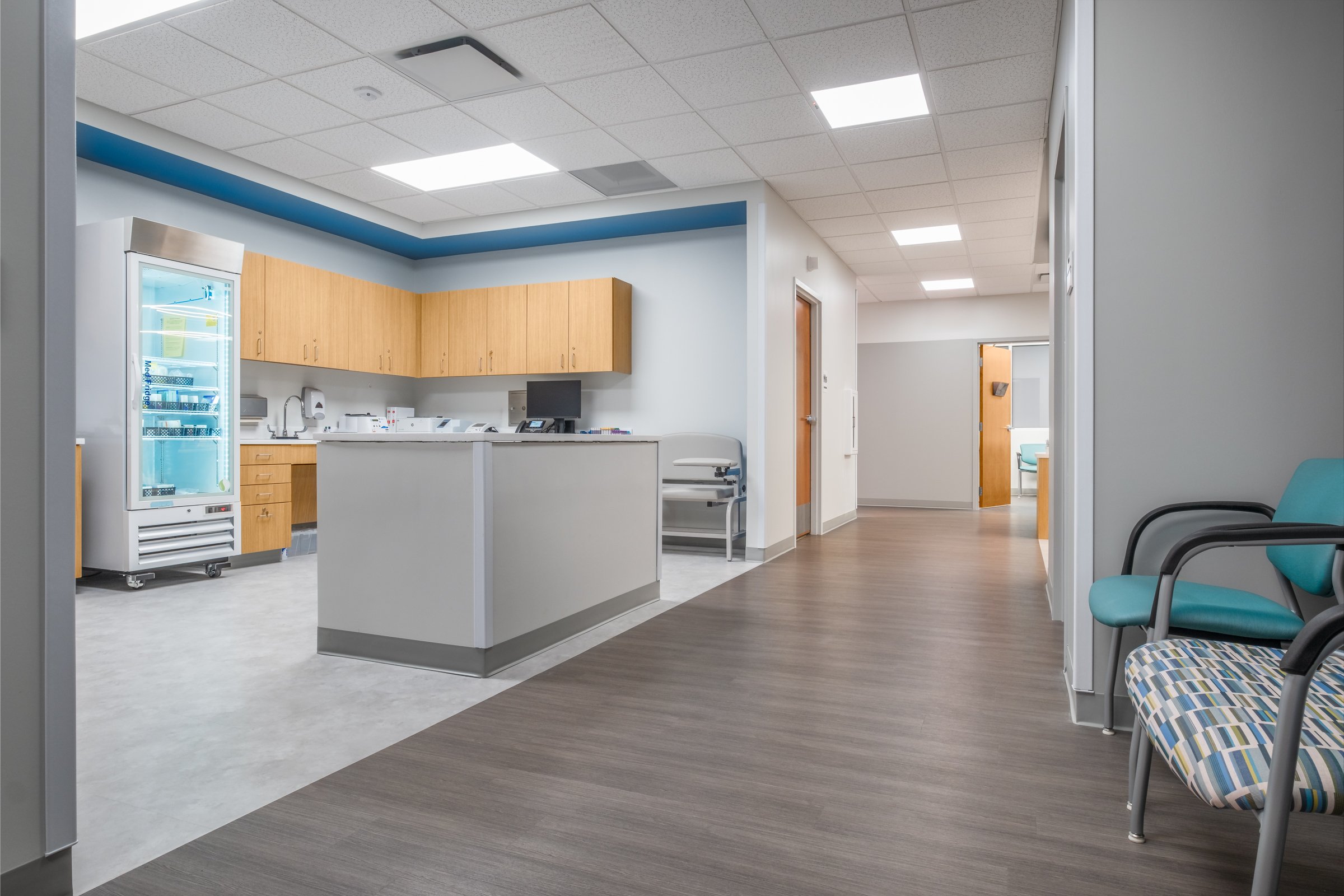 Atrium Health Clinic in Charlotte, NC – architectural photography by Lange Photo Studio featuring design by Neighboring Concepts