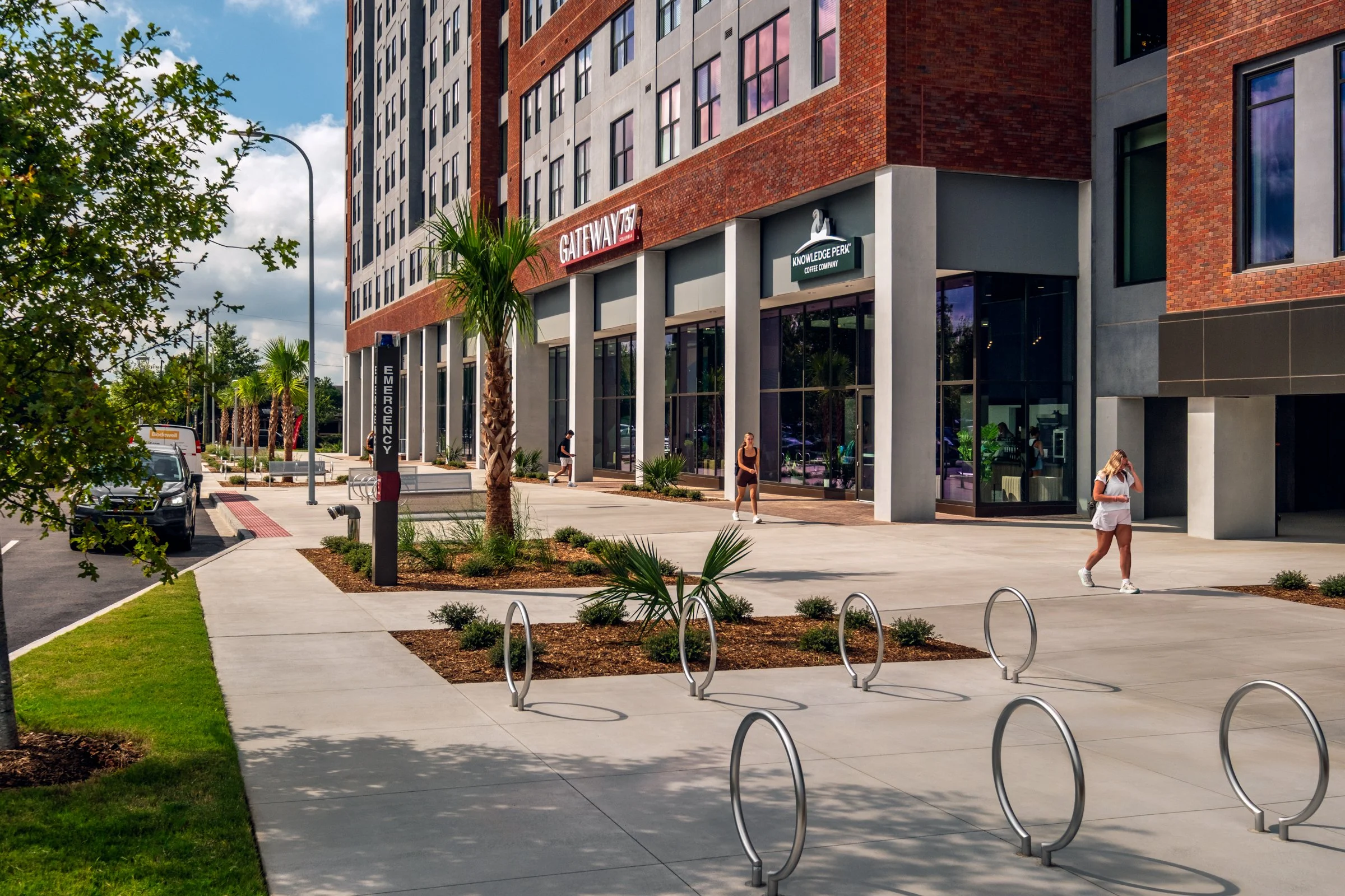 Architectural and lifestyle photography by Paul Lange of Lange Photo Studio, showcasing Gateway 737, a 940-bed student housing community near the University of South Carolina. The series captures the building's modern design, vibrant communal spaces,