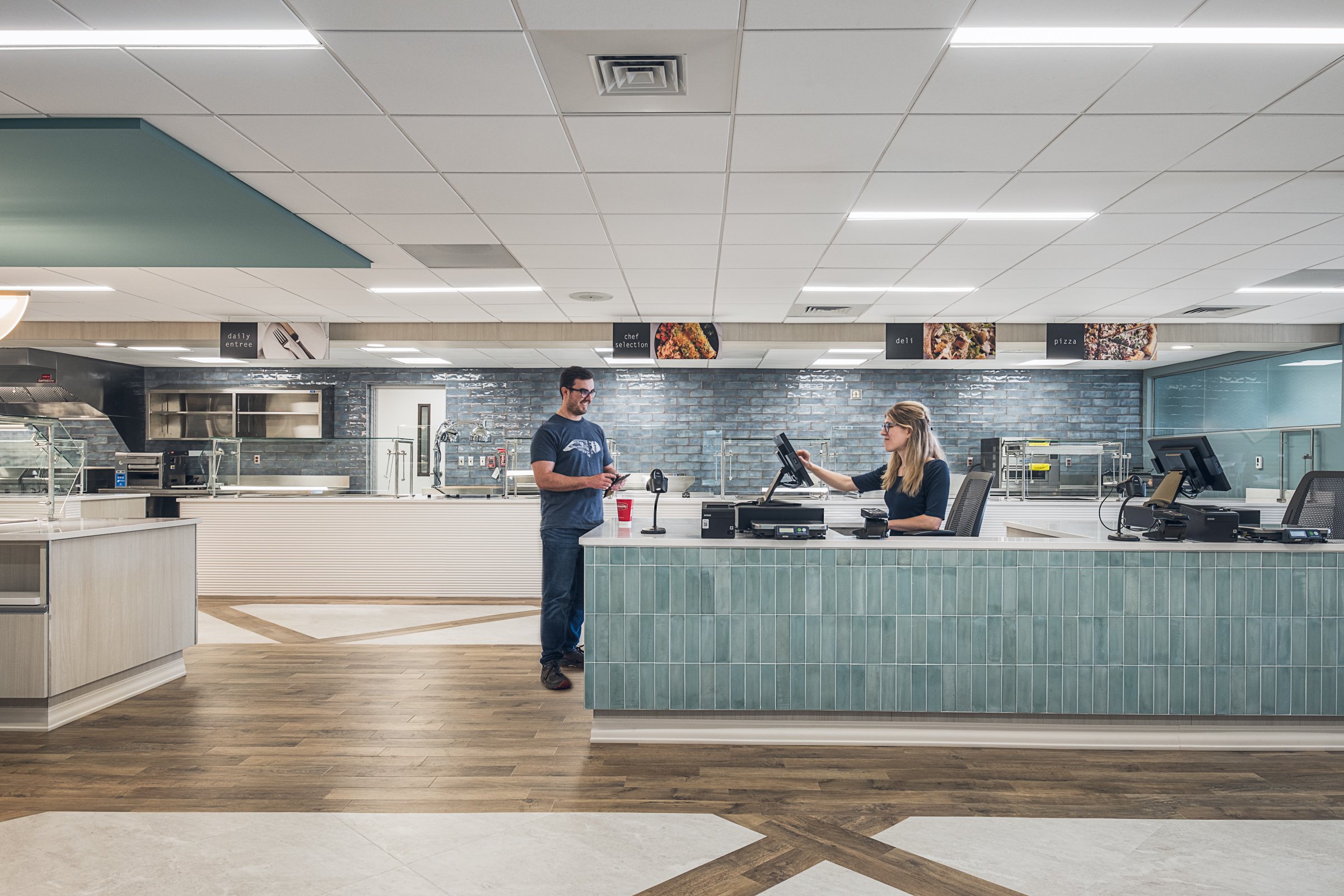 Interior view at UNC Health Caldwell, highlighting modern design, function, and staff dining area.