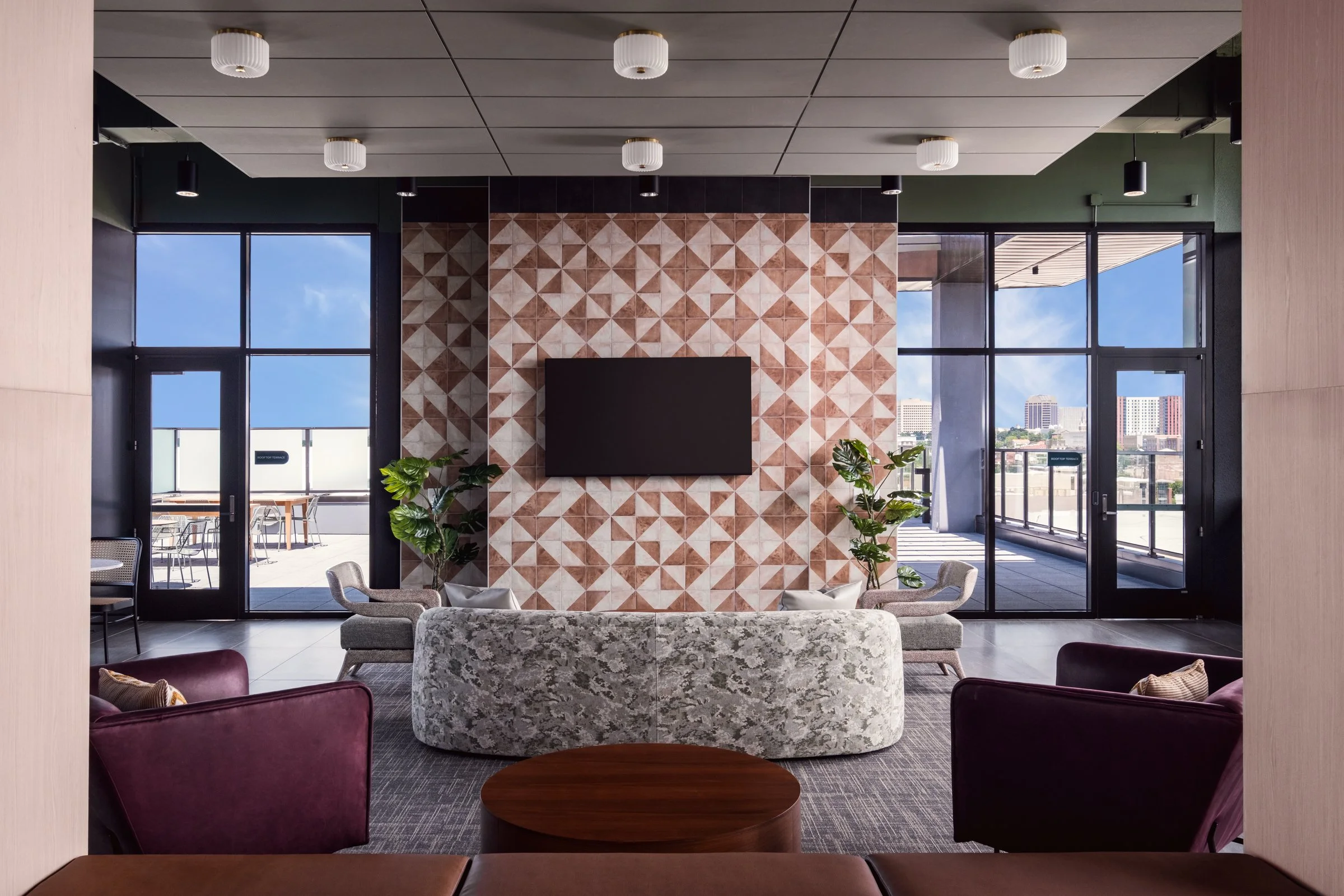 Architectural and lifestyle photography by Paul Lange of Lange Photo Studio, showcasing Gateway 737, a 940-bed student housing community near the University of South Carolina. The series captures the building's modern design, vibrant communal spaces,