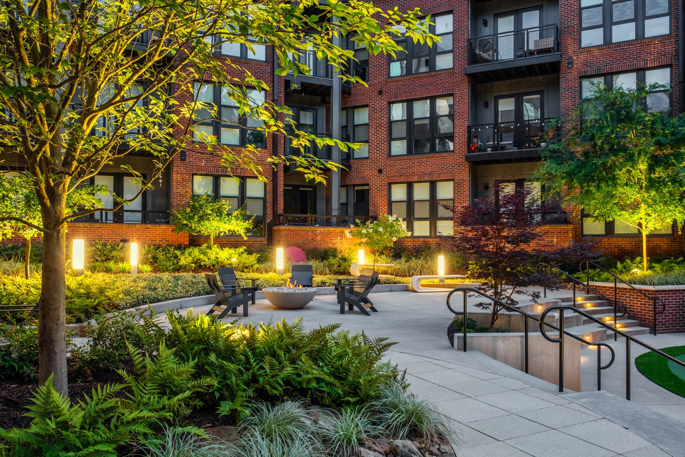 Architectural and landscape photography of Camden NODA highlighting exterior design and functional spaces.
