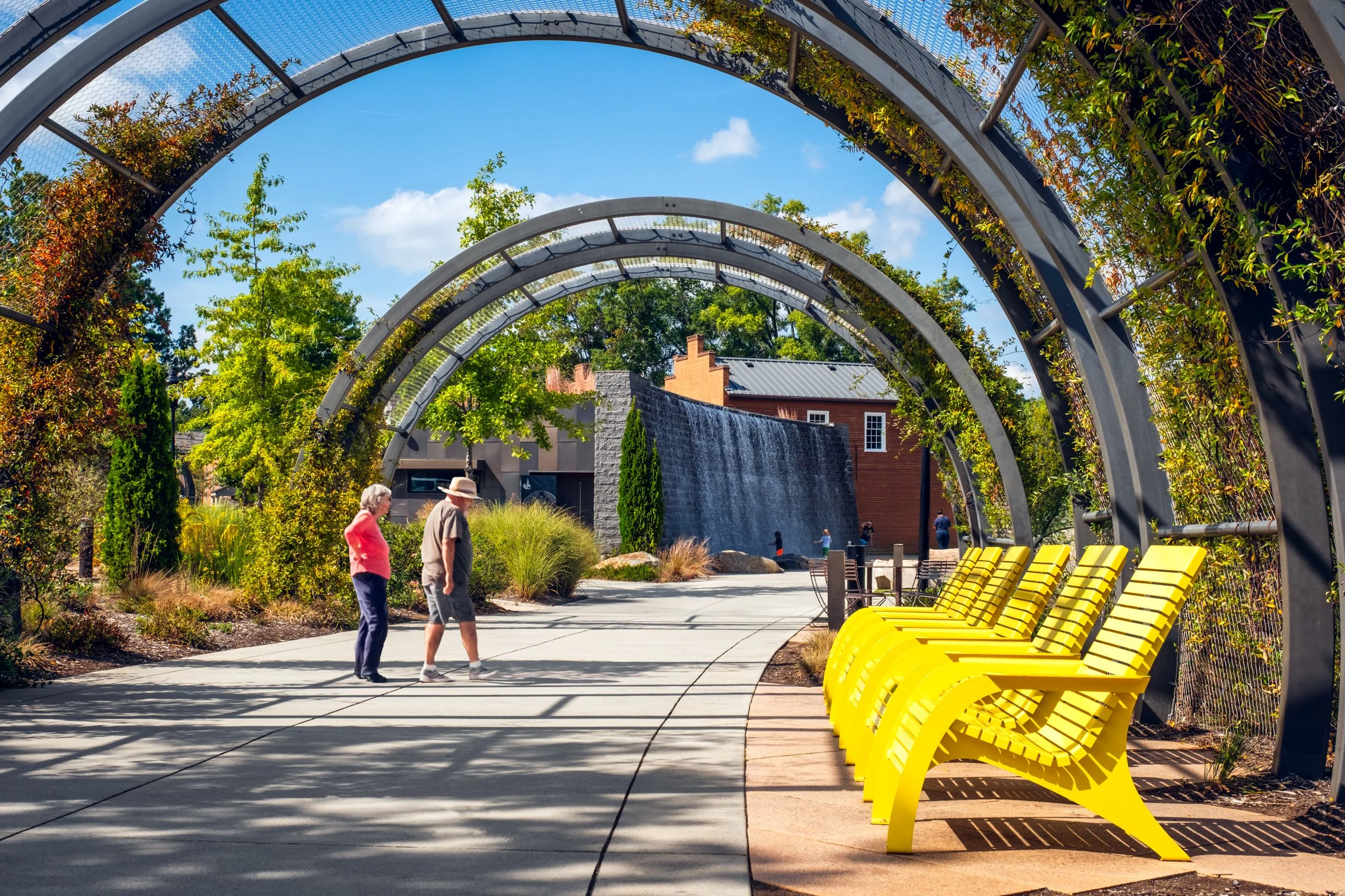 Belltower Green in Salisbury, NC highlighting its modern architecture, public use, and urban setting. Created by Lange Photo Studio.